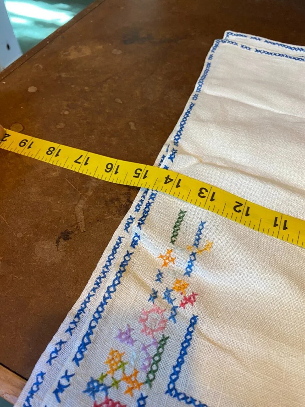1940s SET Hand Embroidered Linen Cloth Napkins Antique White Cottagecore Boho